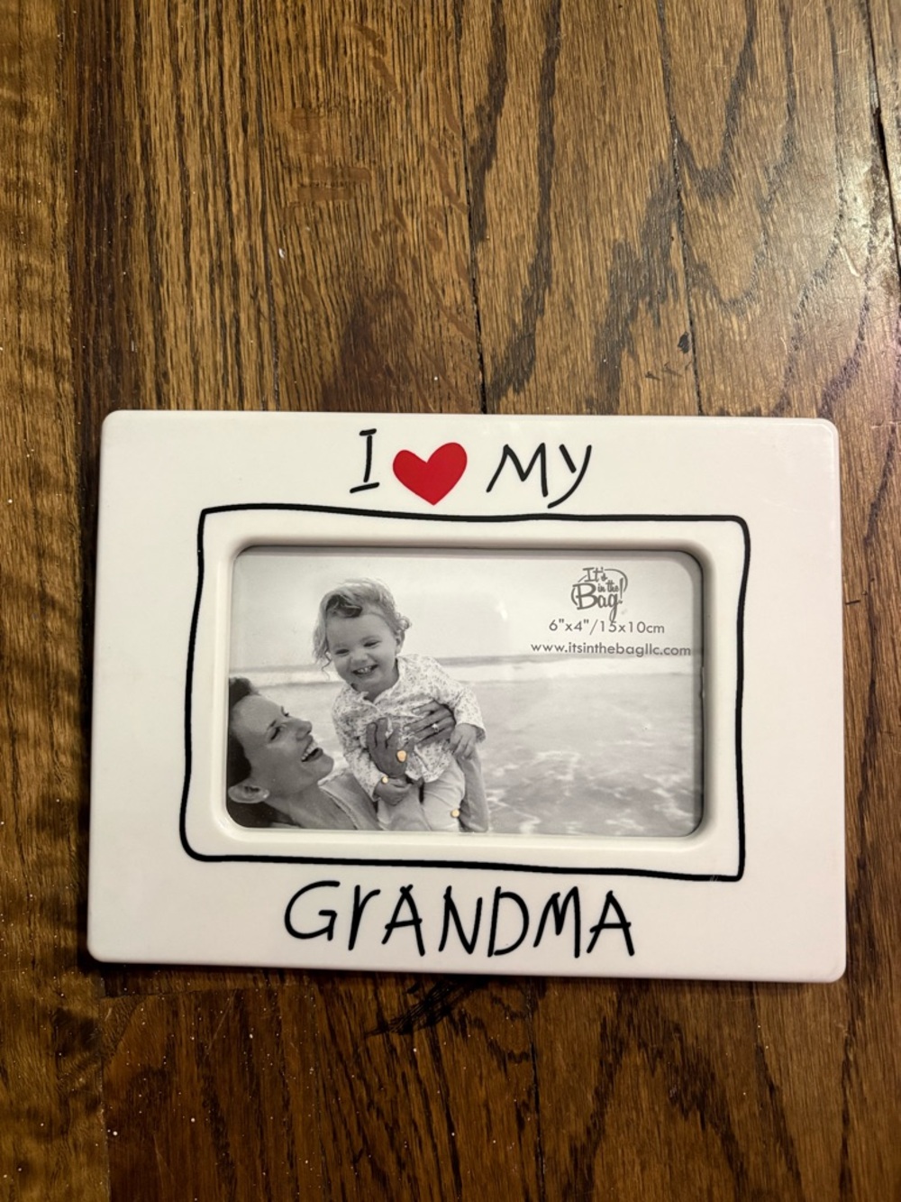 I Love My Grandma Ceramic Picture Frame White Heart Tabletop 6x4